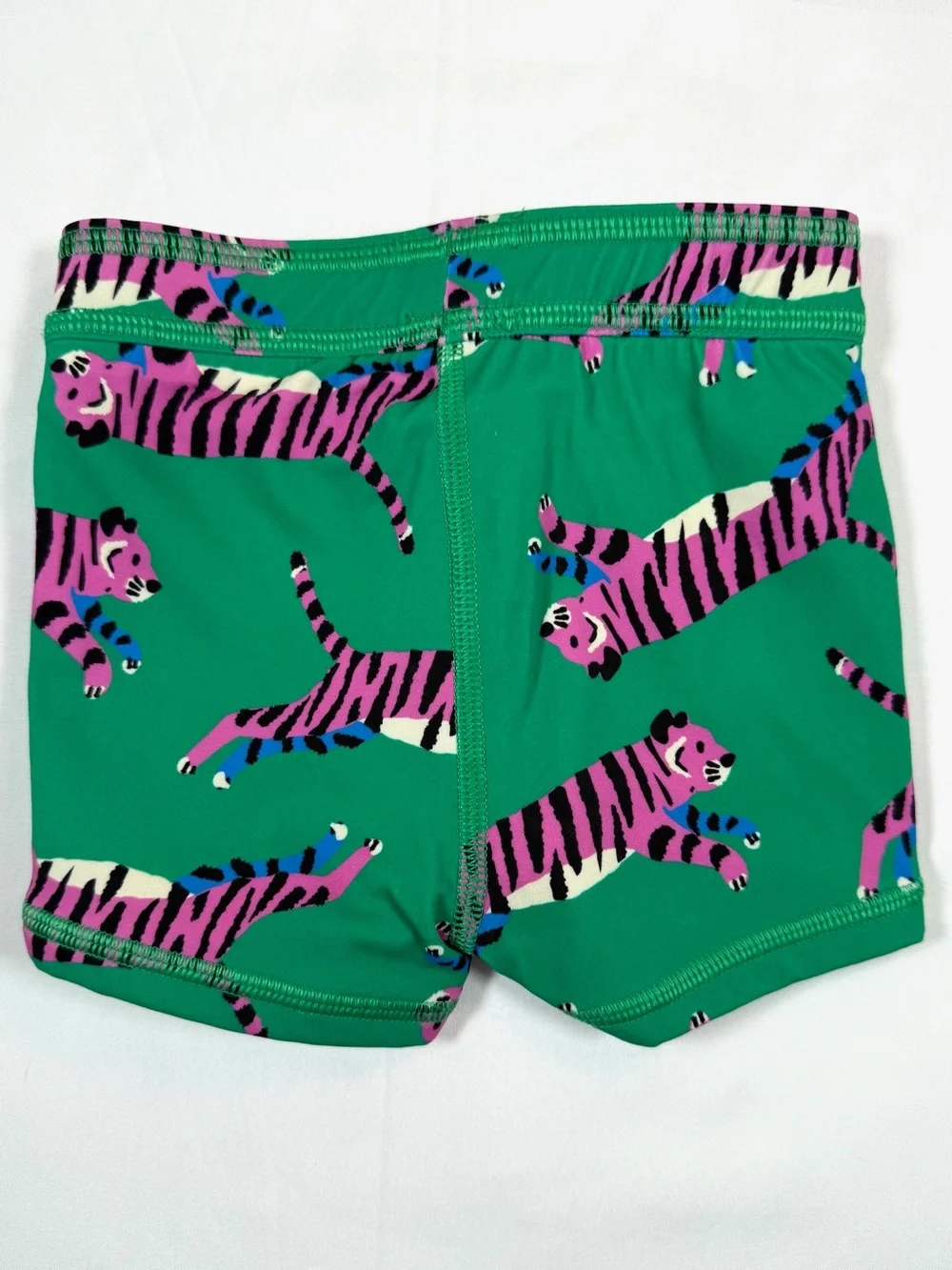 HANNA ANDERSSON Green Pink Tiger Print Swim Trunks 6-12 Months Recycled Nylon